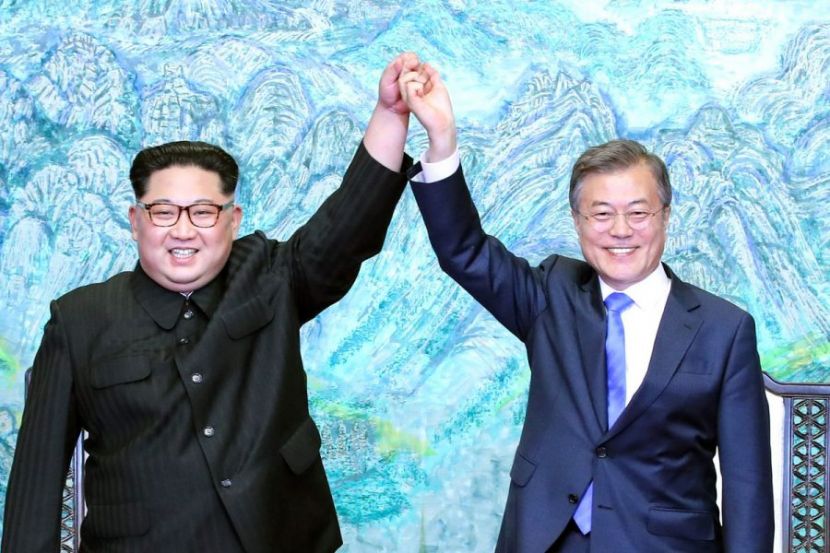Kim Jong-UN and Moon Jae-in.